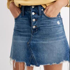 Madewell Button-fly Rigid Denim A-Line Mini skirt. Sz 25